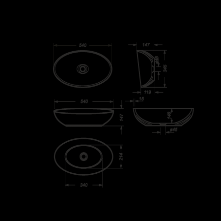 Раковина накладная 55см Sanita Luxe Ringo Cut RNGSLWB01C белый